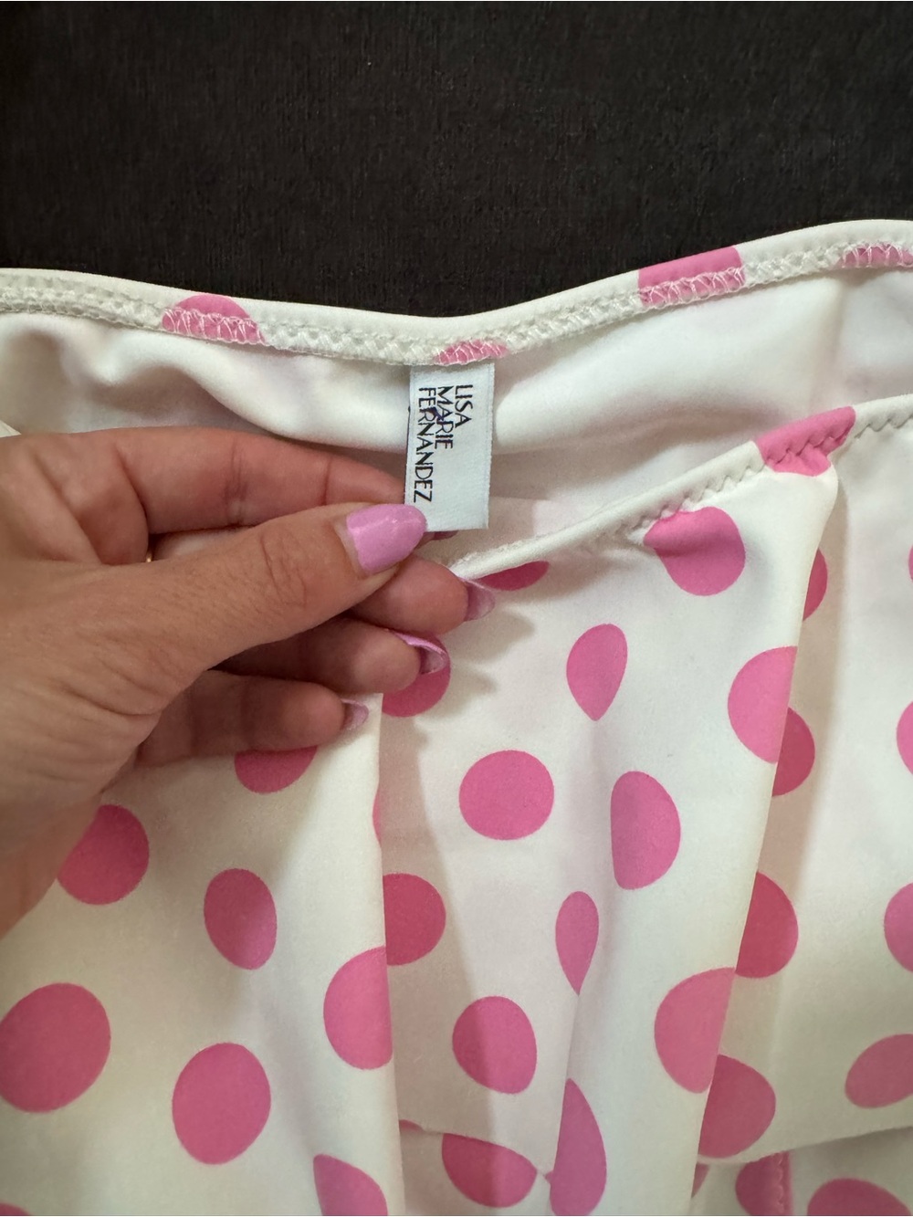 Lisa Marie Fernandez Mira Off-Shoulder Pink Polka Dot Flounce Ruffle Medium - Picture 2 of 6